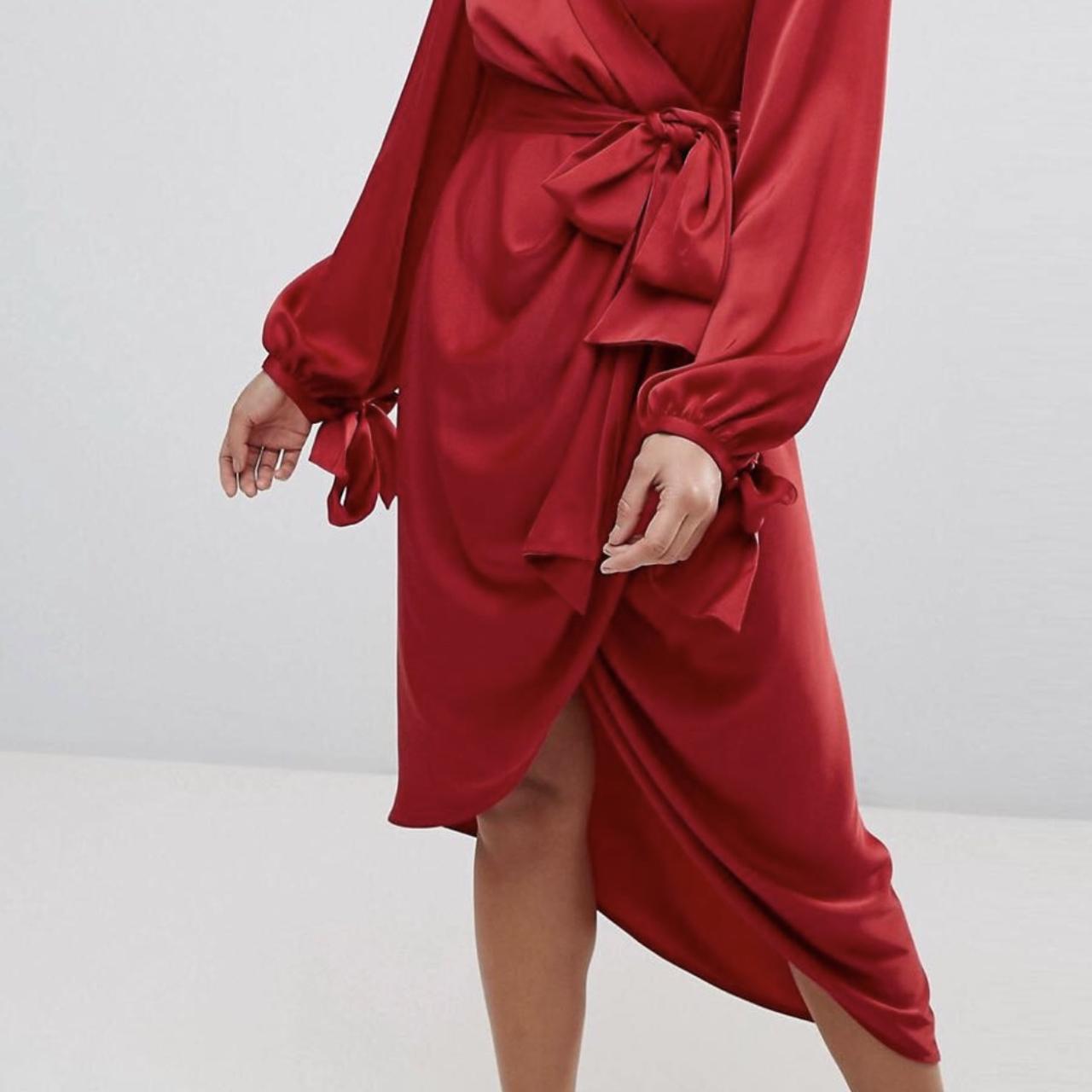 Asos red satin wrap dress #plt #asos ...