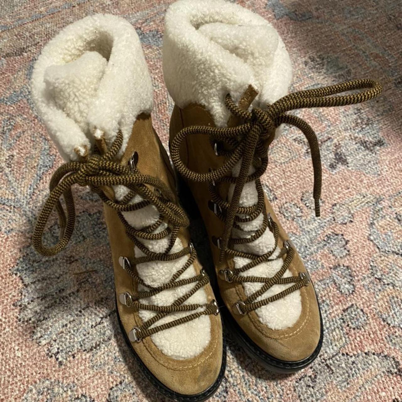 Marc Fisher Capell Lace up Suede Shearling Boots In. Depop