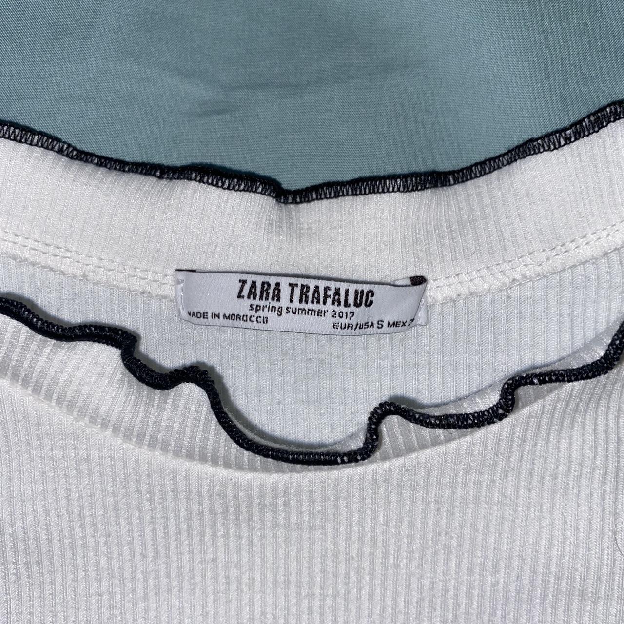 Zara• White ruffle top• Size small• Mock neck• Black... Depop