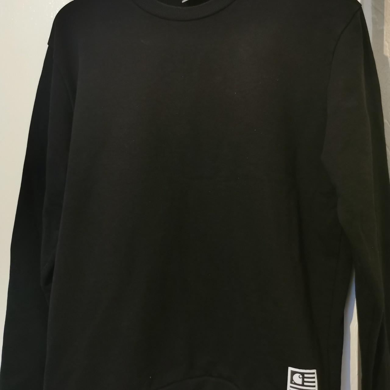 Carhartt jumper in black. Medium size. Logo print on... - Depop