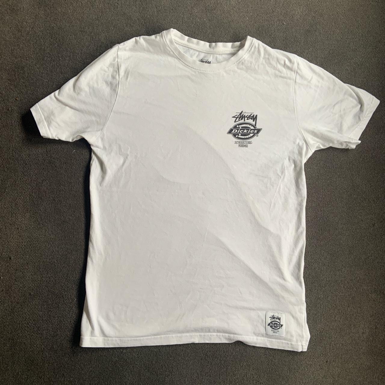 Stussy x Dickies T shirt White Small Barely... - Depop