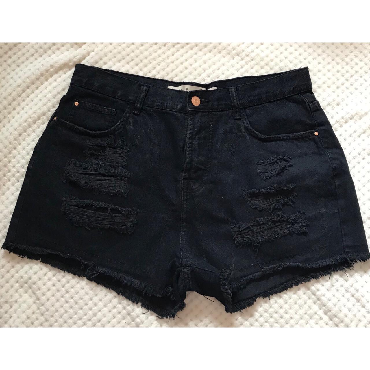 Black ripped outlet shorts primark