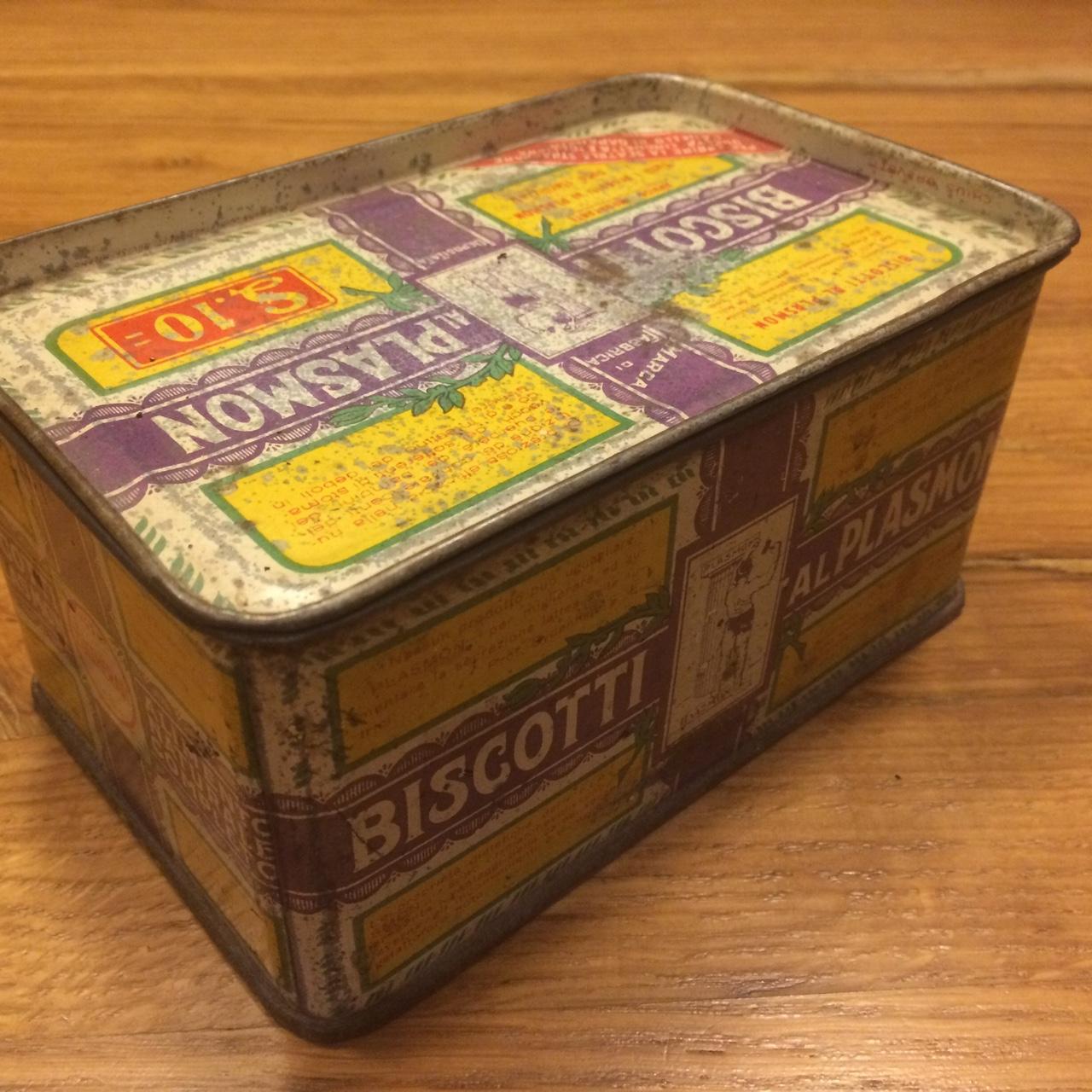 Scatola In Latta Biscotti Plasmon Anni 70 Biscottiera del Bebe Tin Box  Vintage