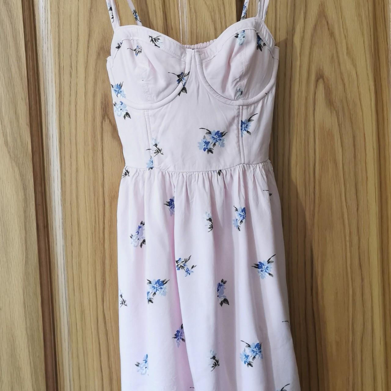 Pale Pink Abercrombie & Fitch Mini Dress with Blue... - Depop
