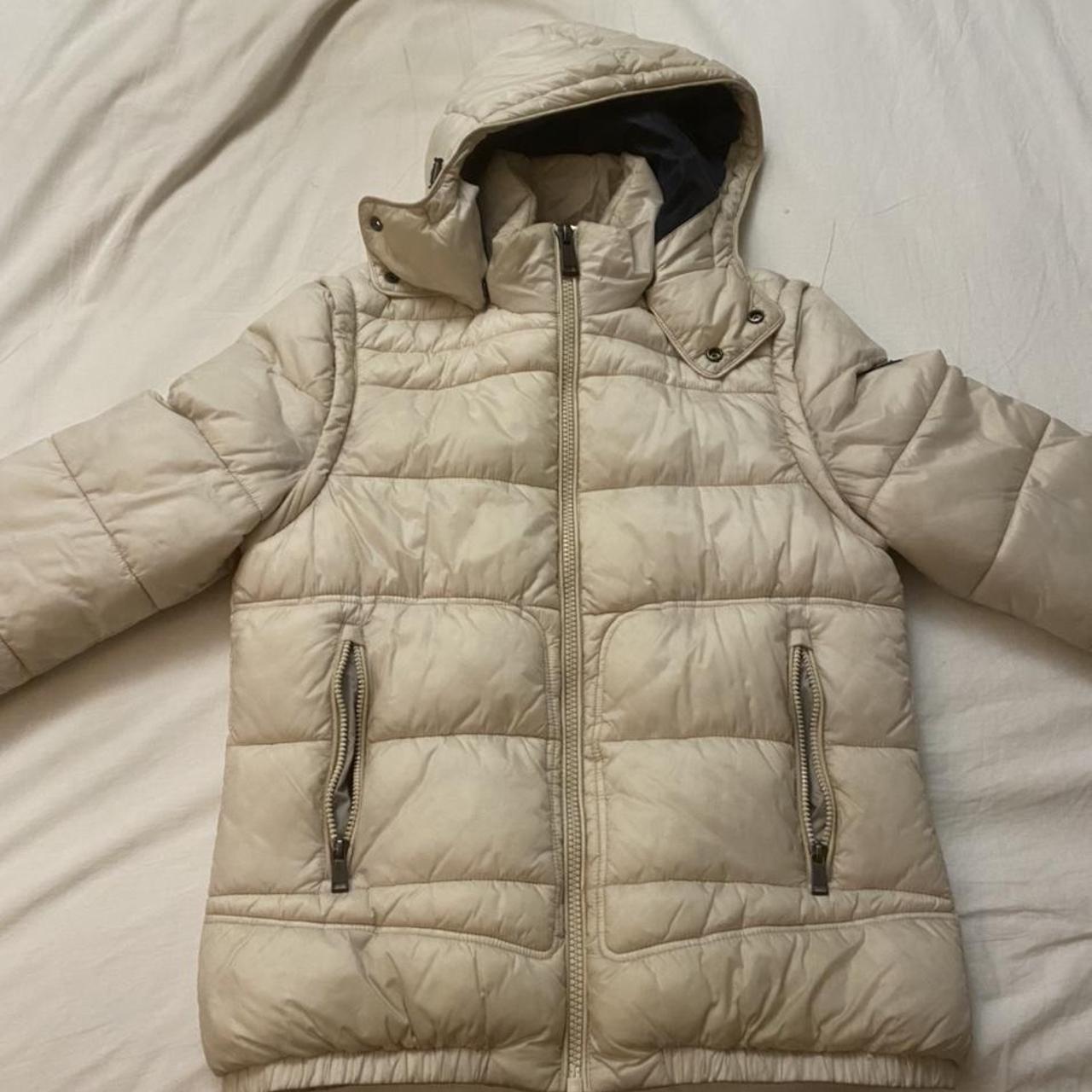Rare cream Guess padded jacket in good condition... - Depop