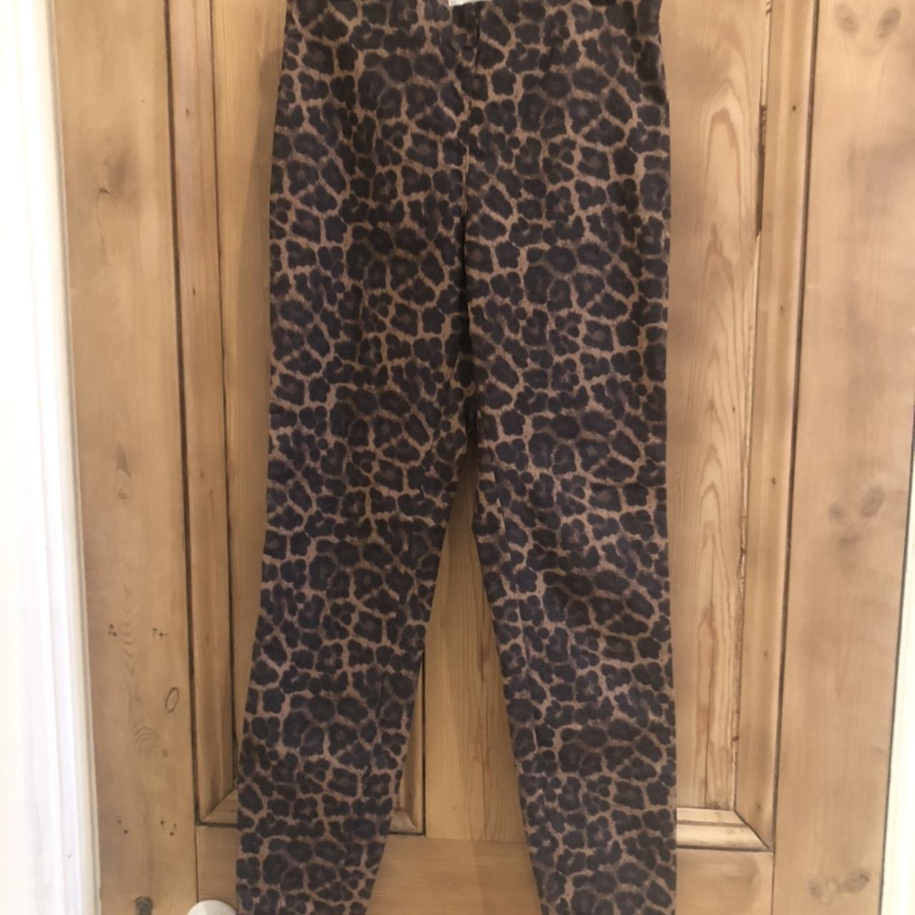 H&M leopard leggings in size 8. Denim like fabric.... - Depop