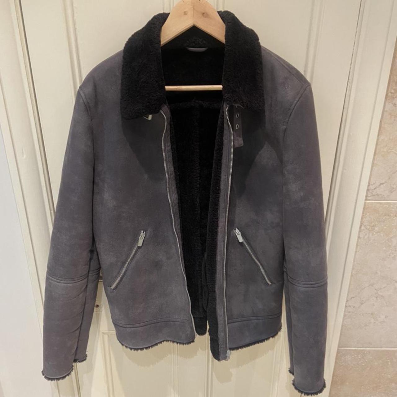 zara man grey shearling jacket