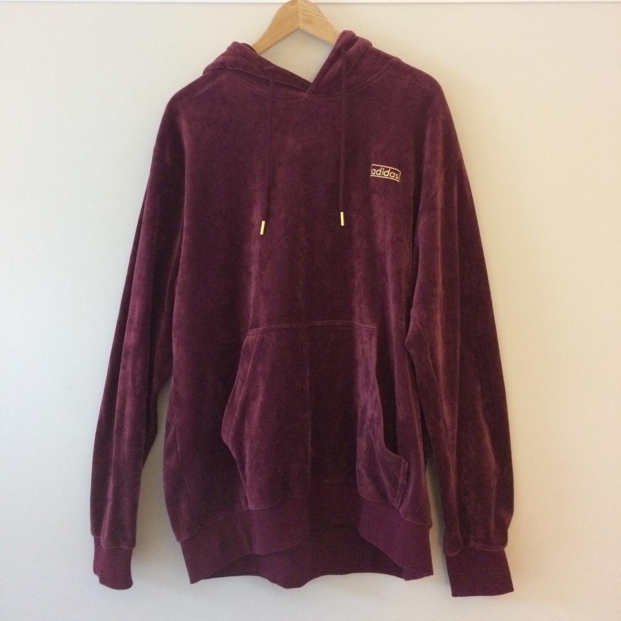 Adidas velour hoodie on sale maroon