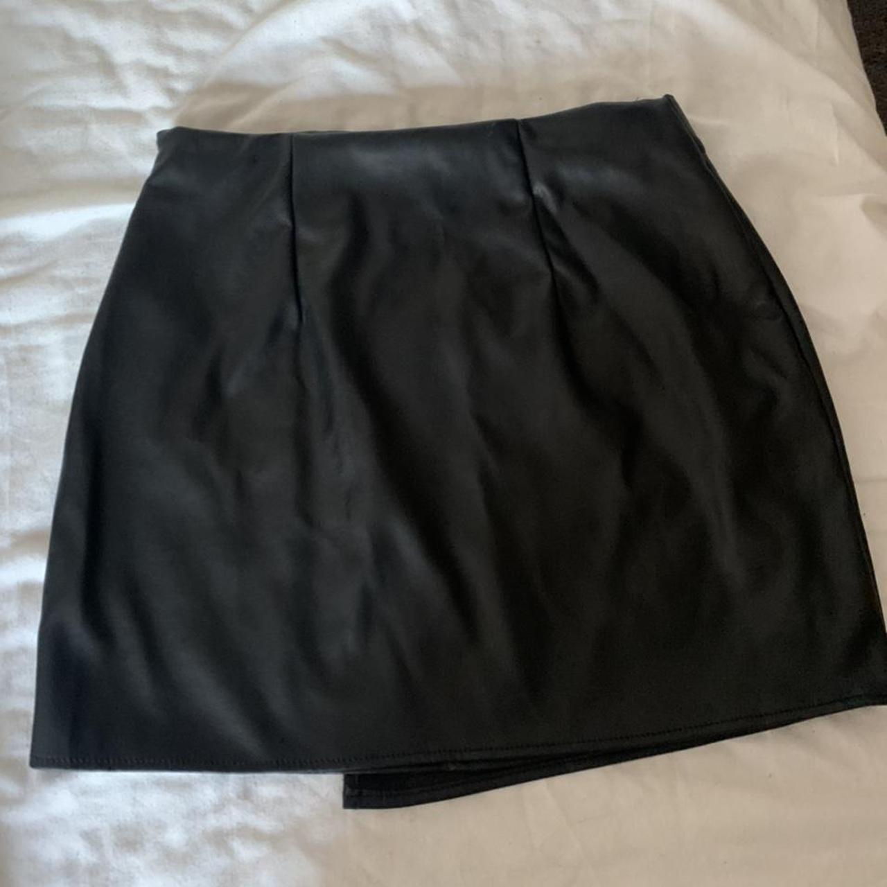 Thick fake leather skirt. Primark. Never worn. Size... - Depop