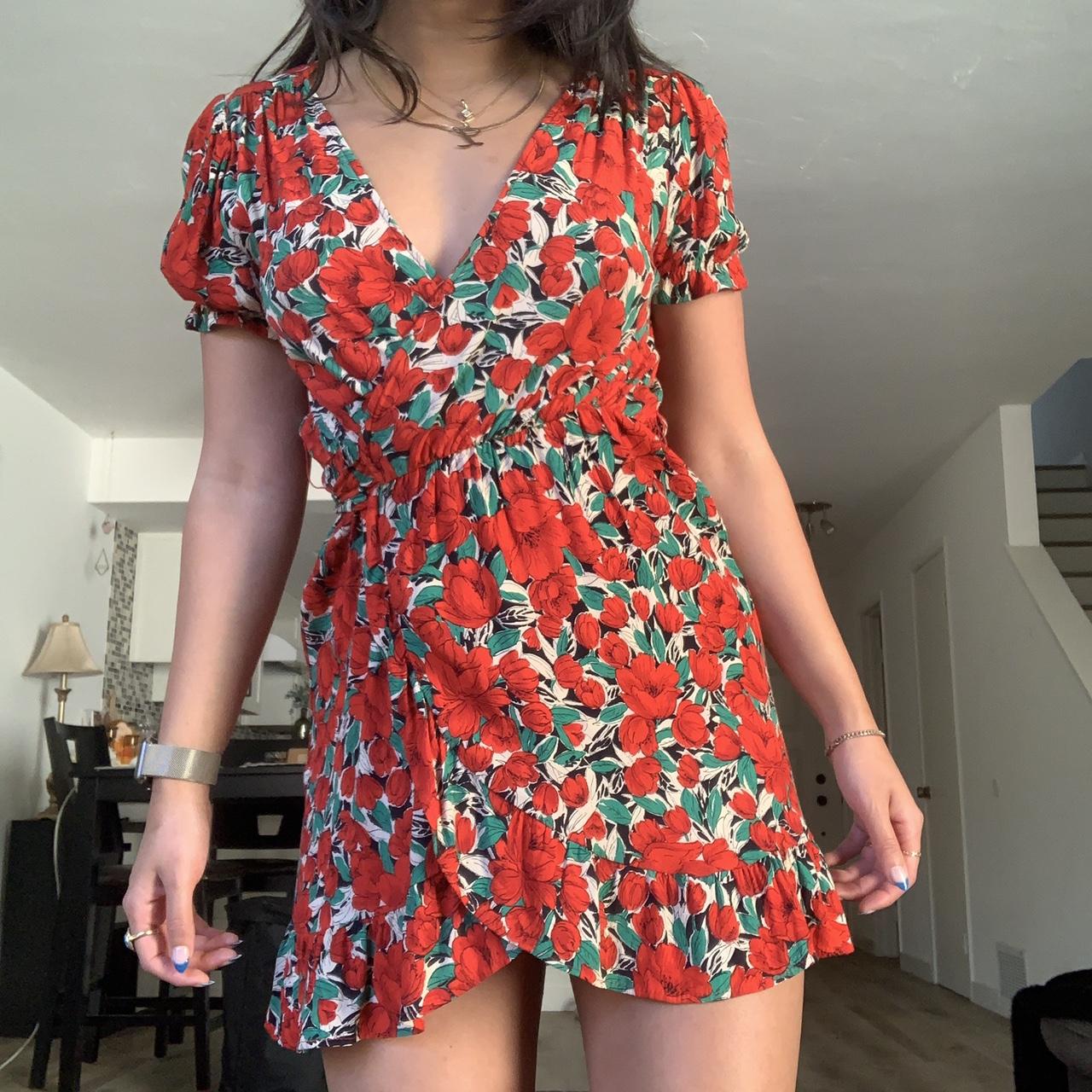 zara floral wrap babydoll dress 💐 the most perfect... Depop