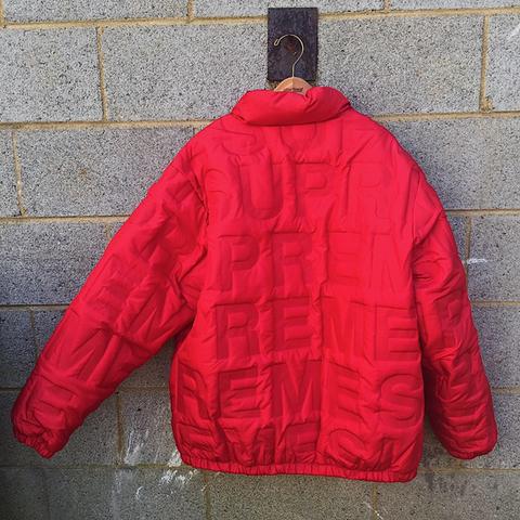 SUPREME BONDED LOGO PUFFER JACKET DOWN COAT IN RED