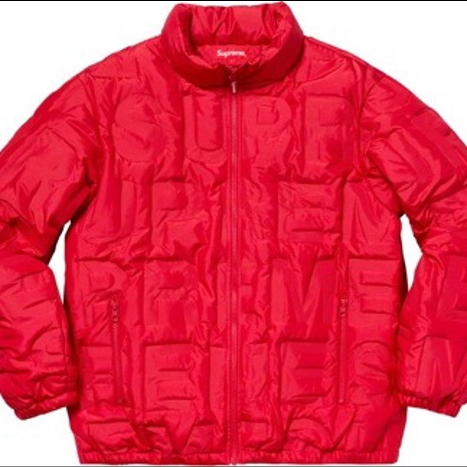 SUPREME BONDED LOGO PUFFER JACKET DOWN COAT IN RED