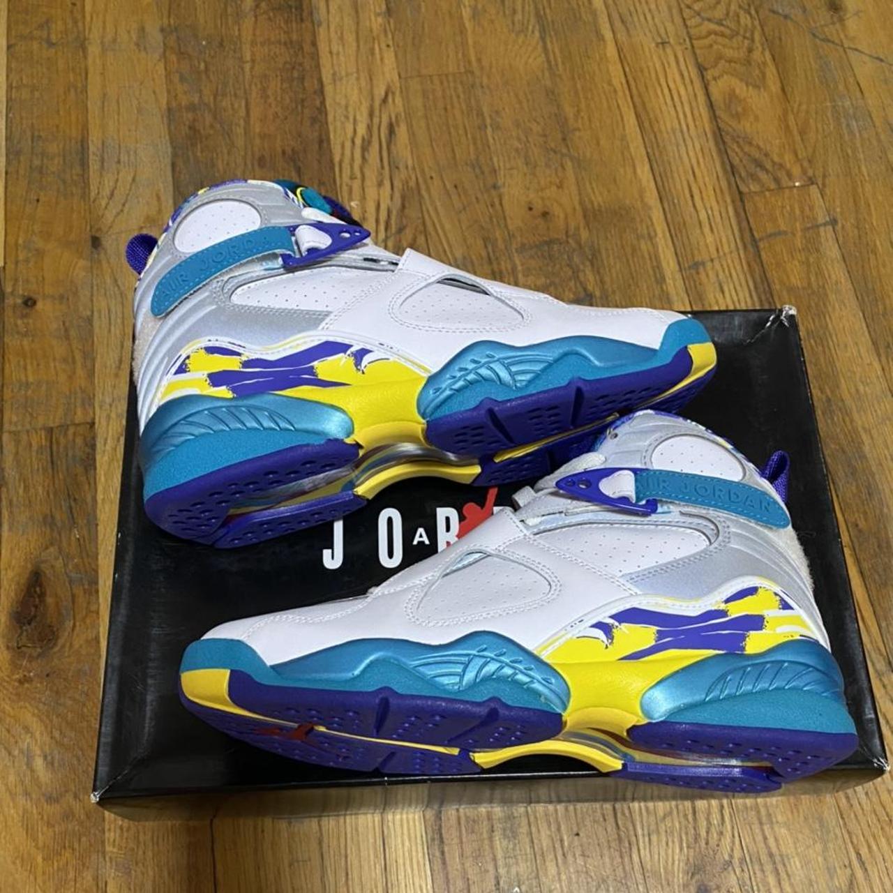 Brand New Women’s Jordan 8 Retro ‘White Aqua’ (2019)... - Depop