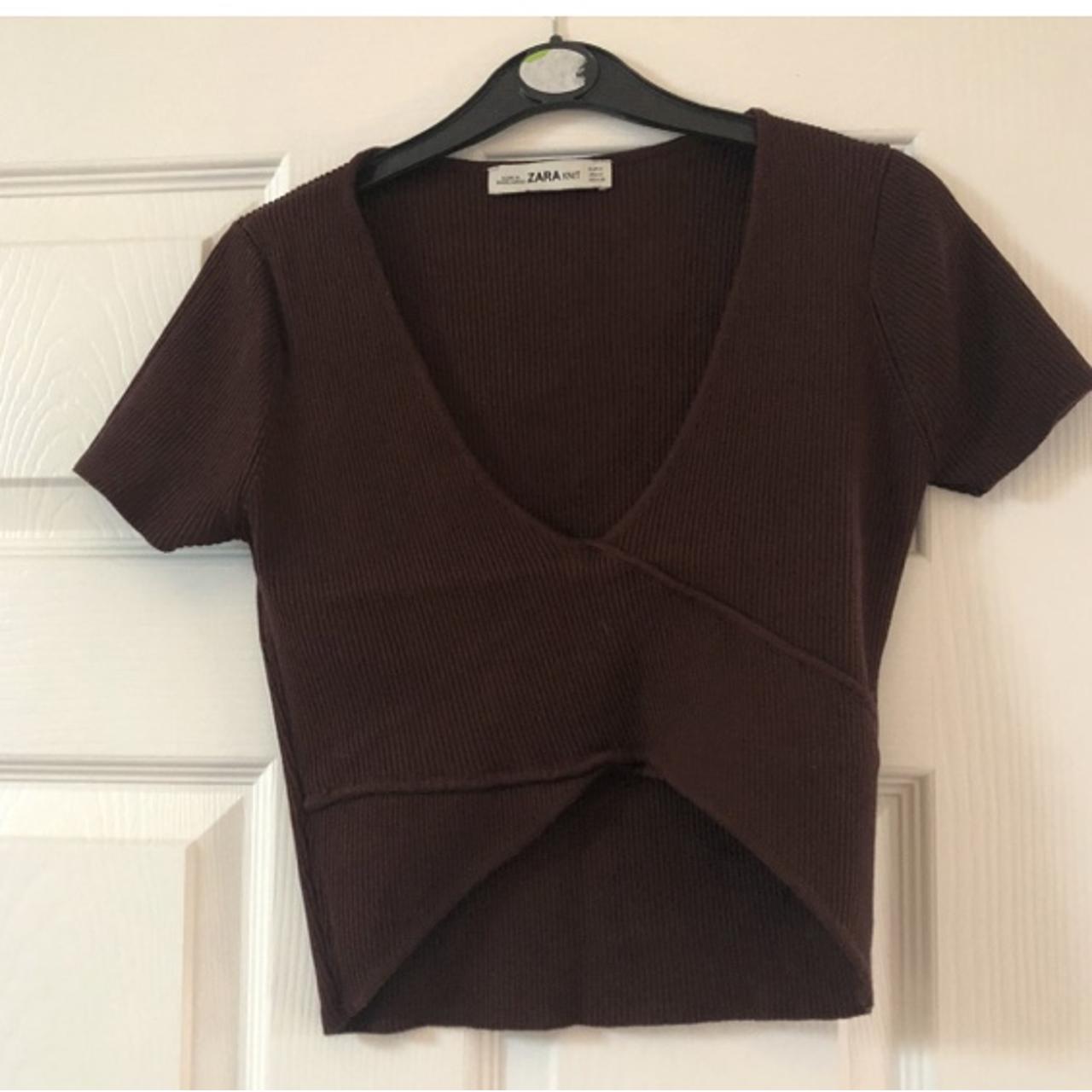Zara brown crop top. Cute for going out really... Depop