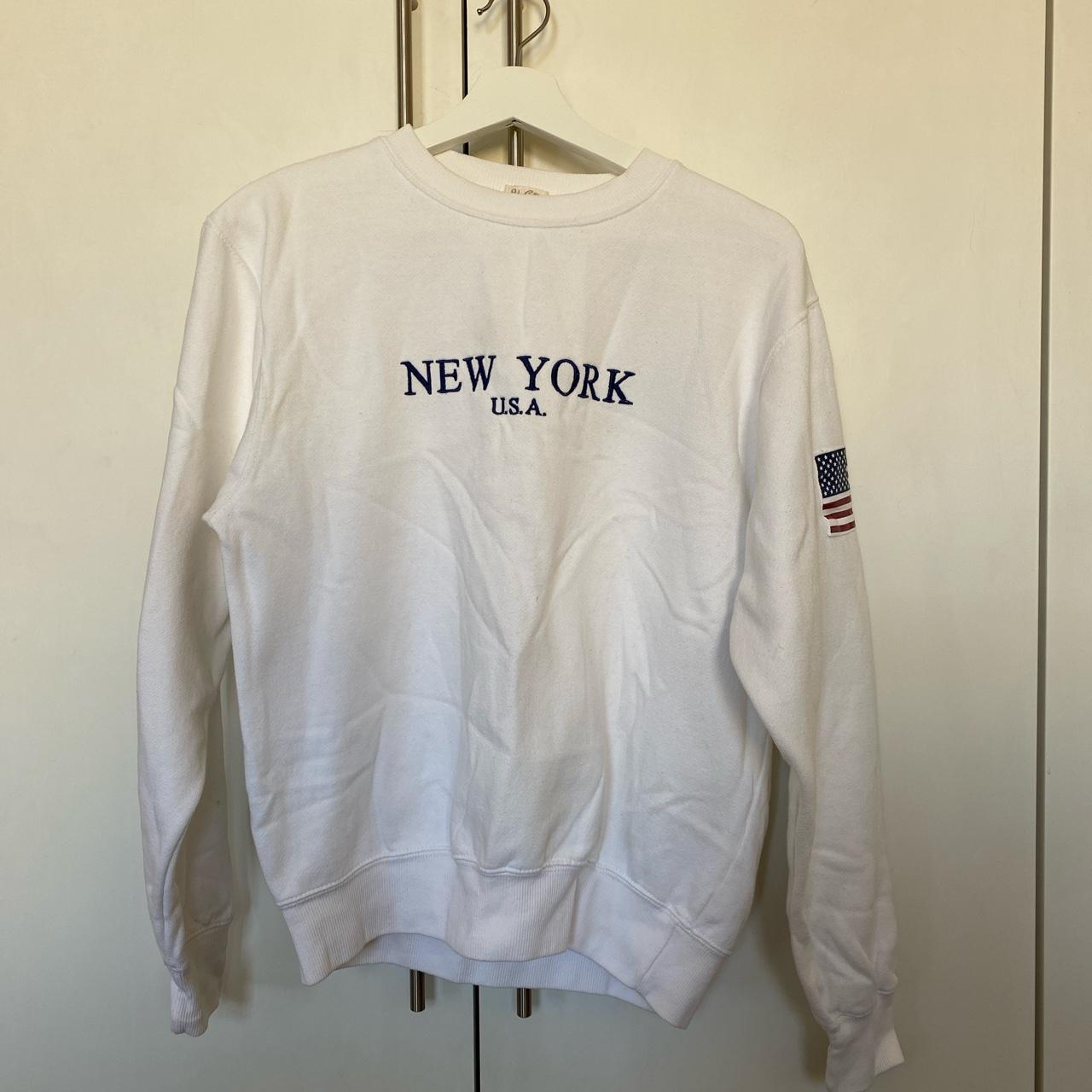 Brandy Melville USA New York white sweatshirt - one... - Depop