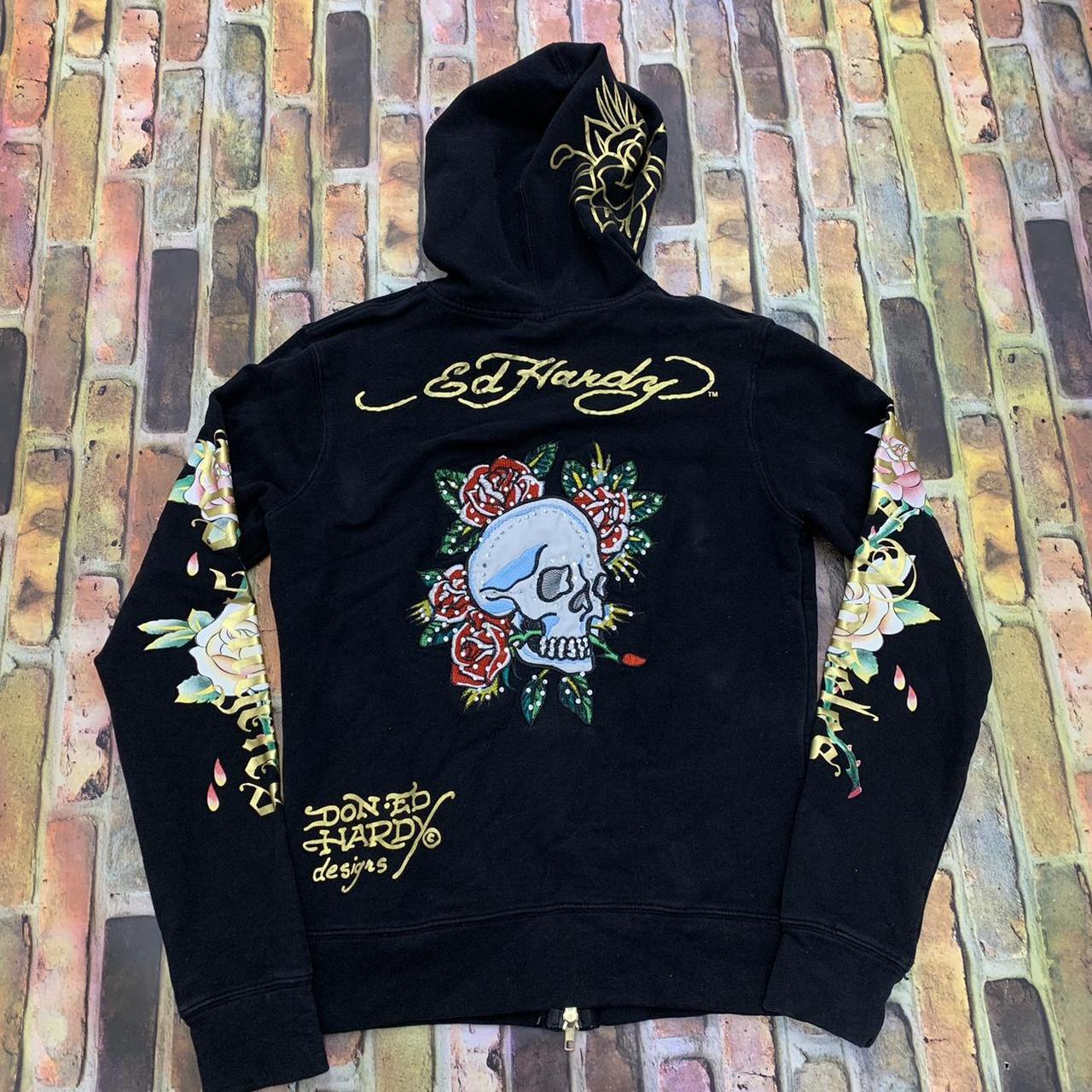 Ed Hardy hoodie in black. From the 2000s. Great... - Depop