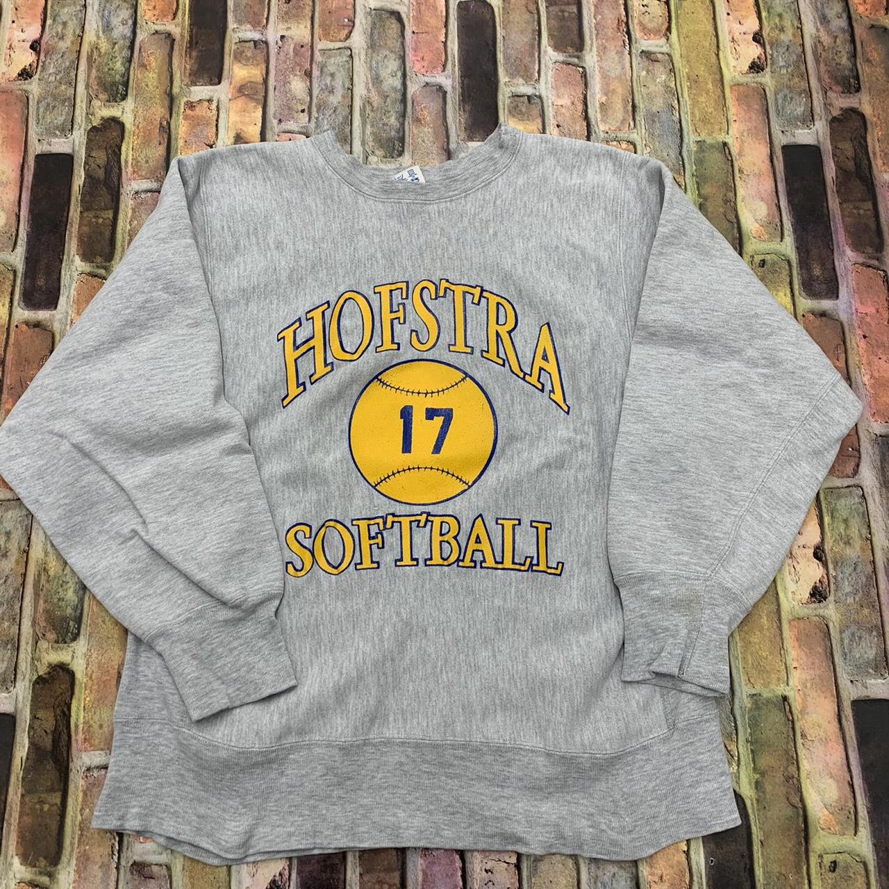 Vintage Champion Reverse Weave Hofstra Softball... - Depop
