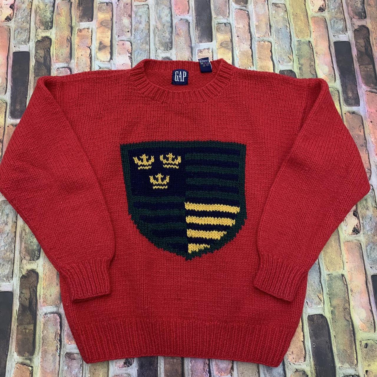 Vintage GAP sweater in red. From the 90s. Mens S.... - Depop