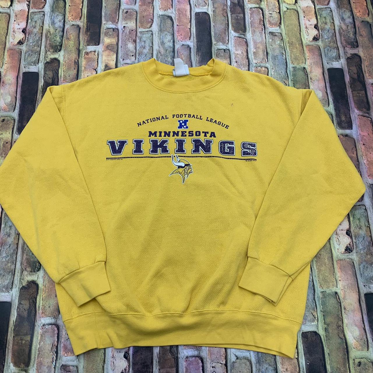 Vintage Minnesota Vikings sweatshirt in yellow. From - Depop