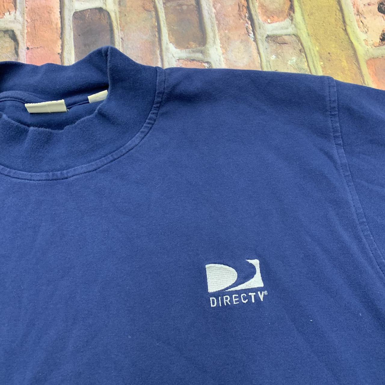 Vintage DirecTV turtleneck work shirt in blue. Y2K... - Depop