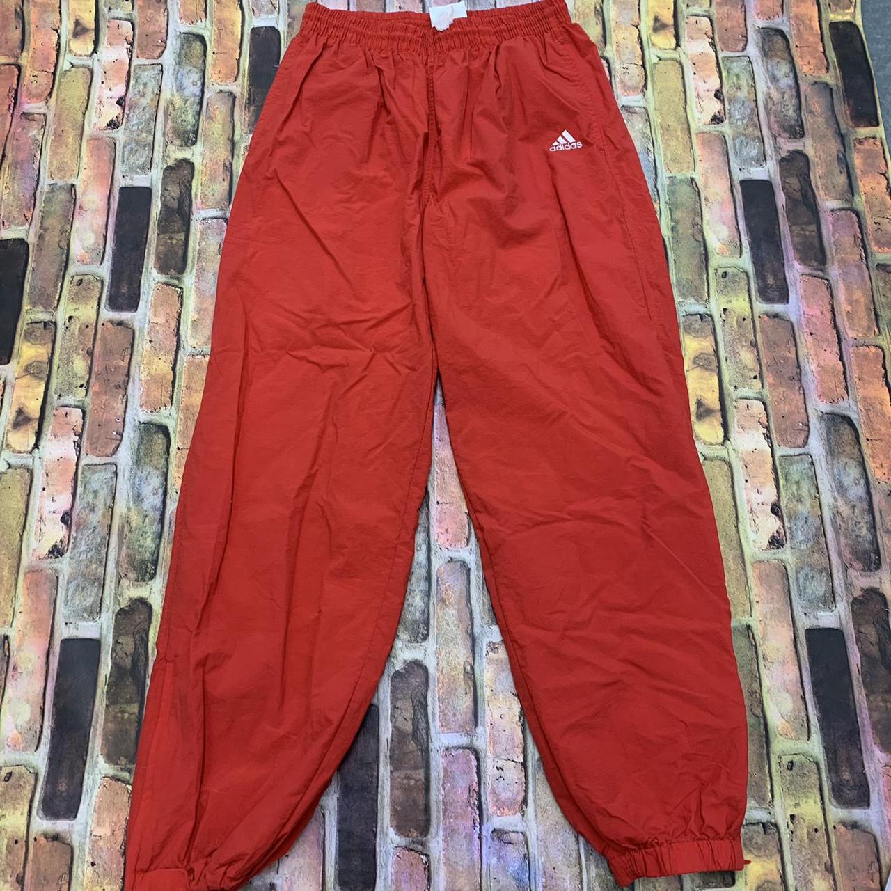 Vintage Adidas joggers in red. From the 90s. Mens Depop