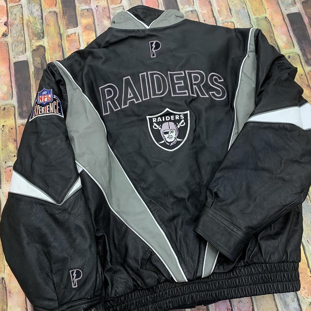 Vintage Pro Player Oakland Raiders leather jacket in - Depop