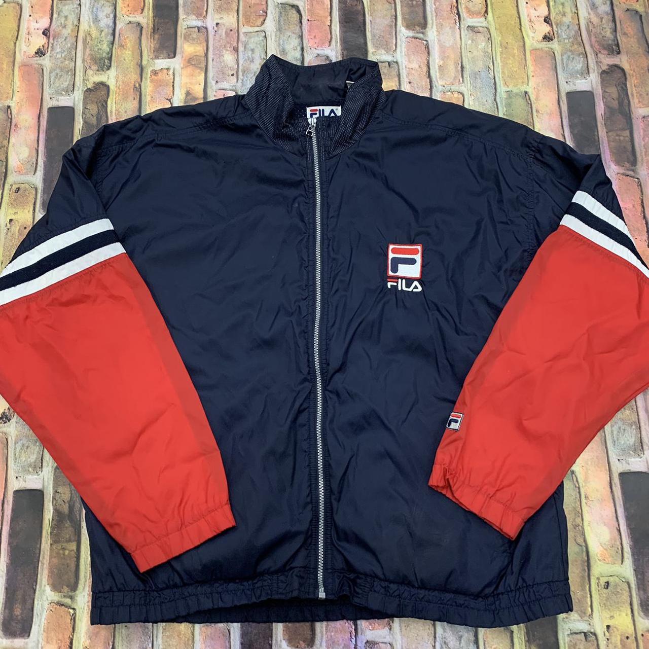 Vintage FILA jacket in navy. From the 90s. Mens XXL.... - Depop