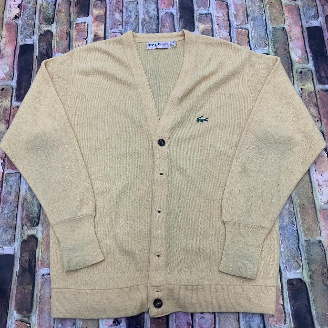 Vintage Izod Lacoste cardigan sweater in yellow.... - Depop