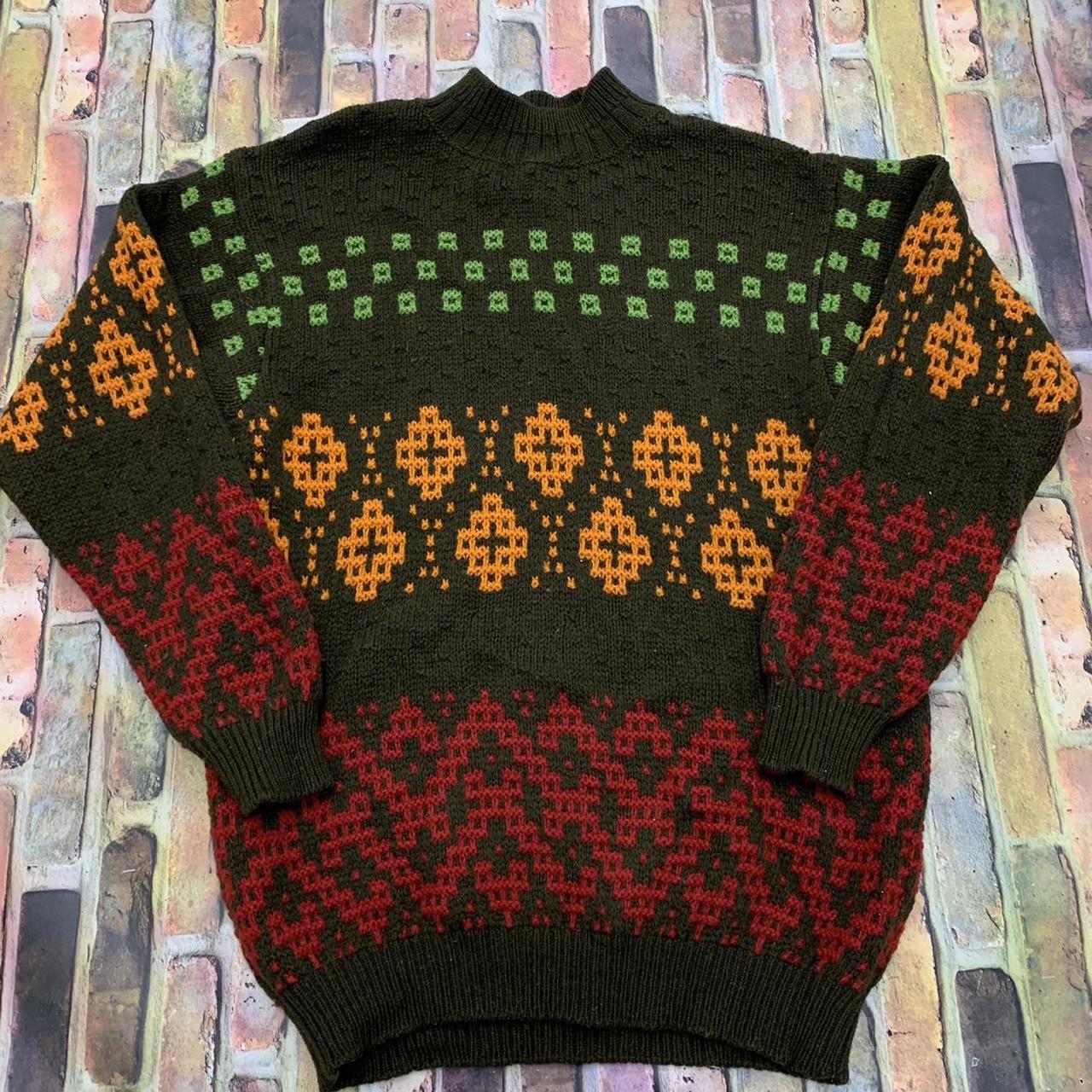 Vintage Benetton sweater in green. From the 90s.... - Depop