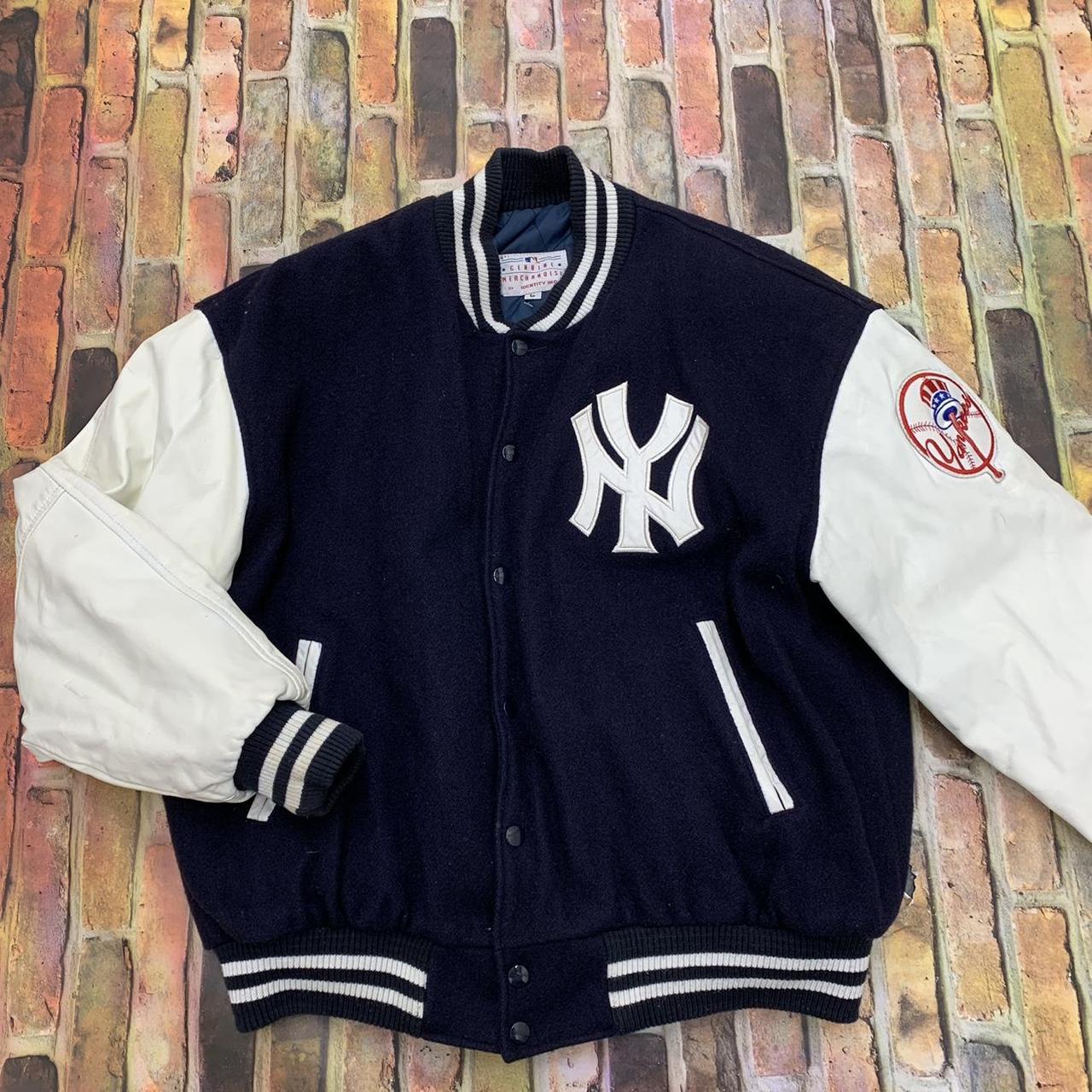 Vintage New York Yankees varsity jacket in navy.... - Depop