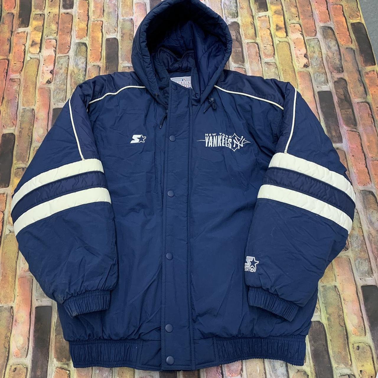 Vintage Starter New York Yankees puffer jacket in - Depop