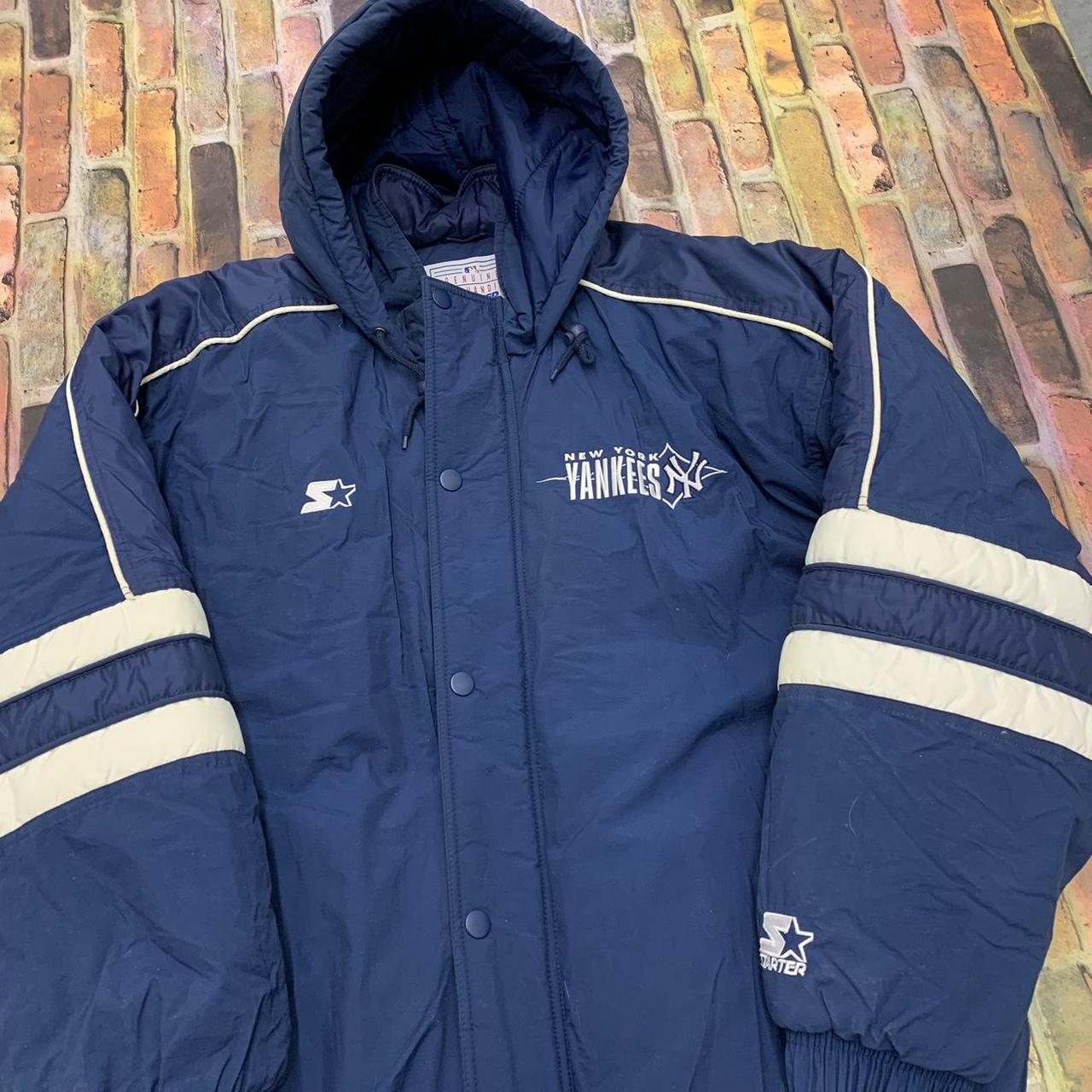 Vintage Starter New York Yankees puffer jacket in - Depop