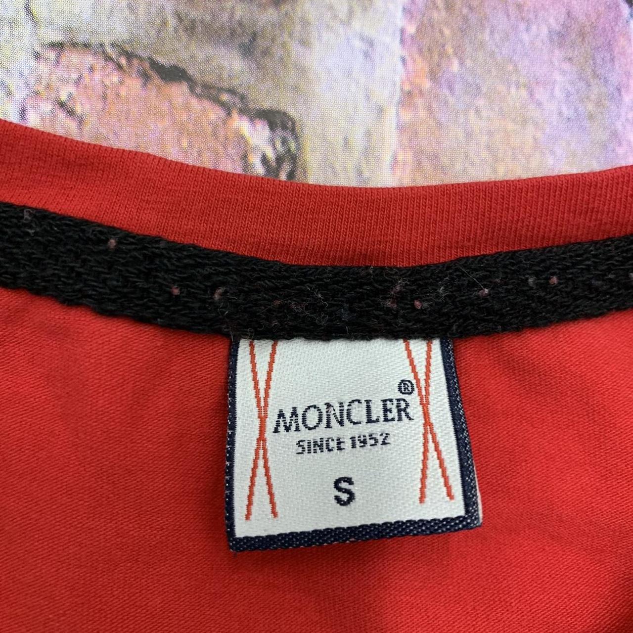 Moncler tee in red. Mens S. Great condition. Rubber... - Depop