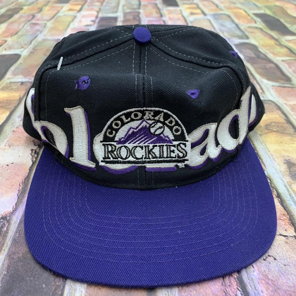 Vintage 90's Colorado Rockies Black Purple MLB - Depop
