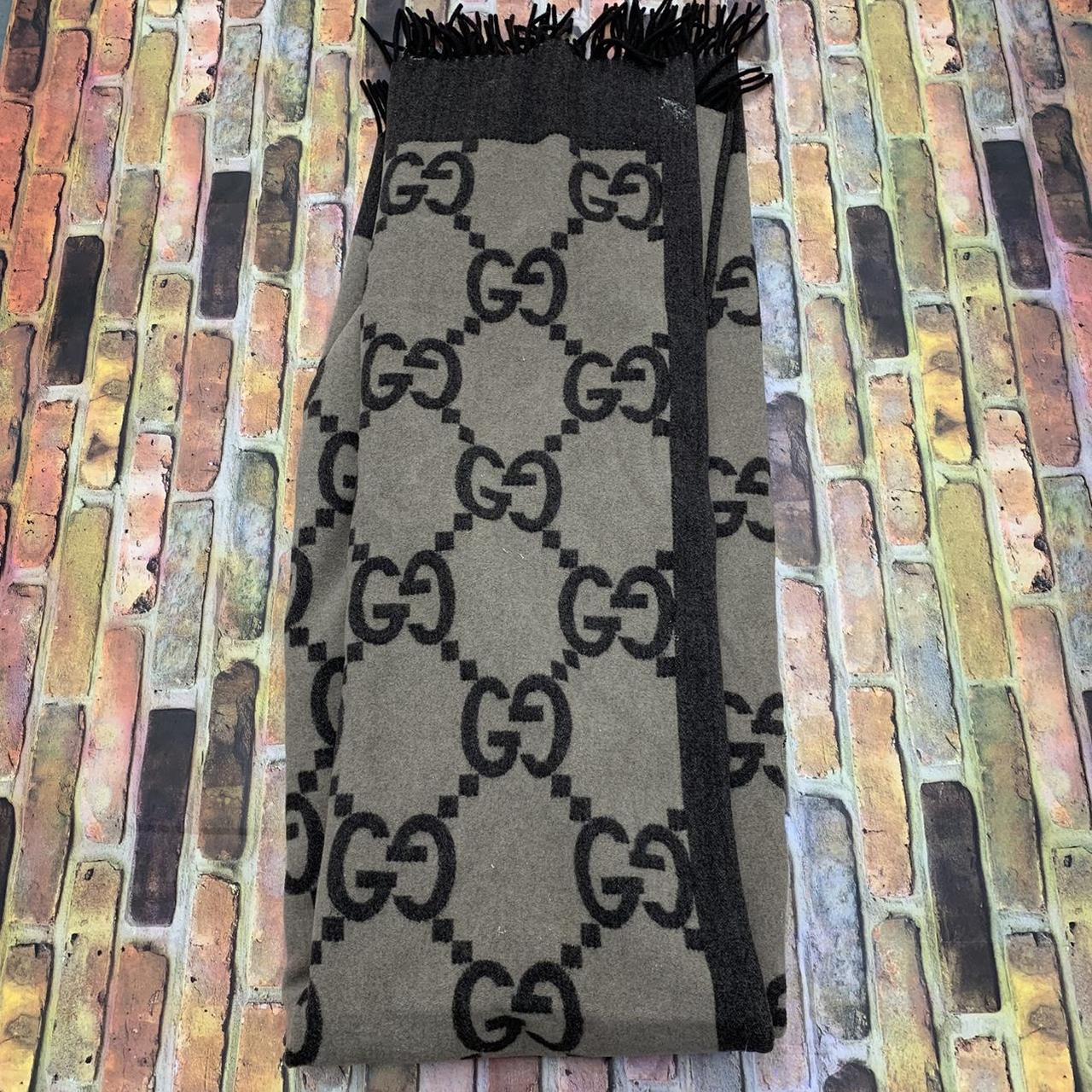 Gucci throw blanket in beige and brown. Shows light... Depop