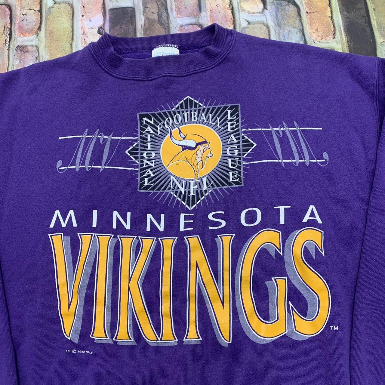 Purple Minnesota Vikings spellout hoodie! This is so - Depop