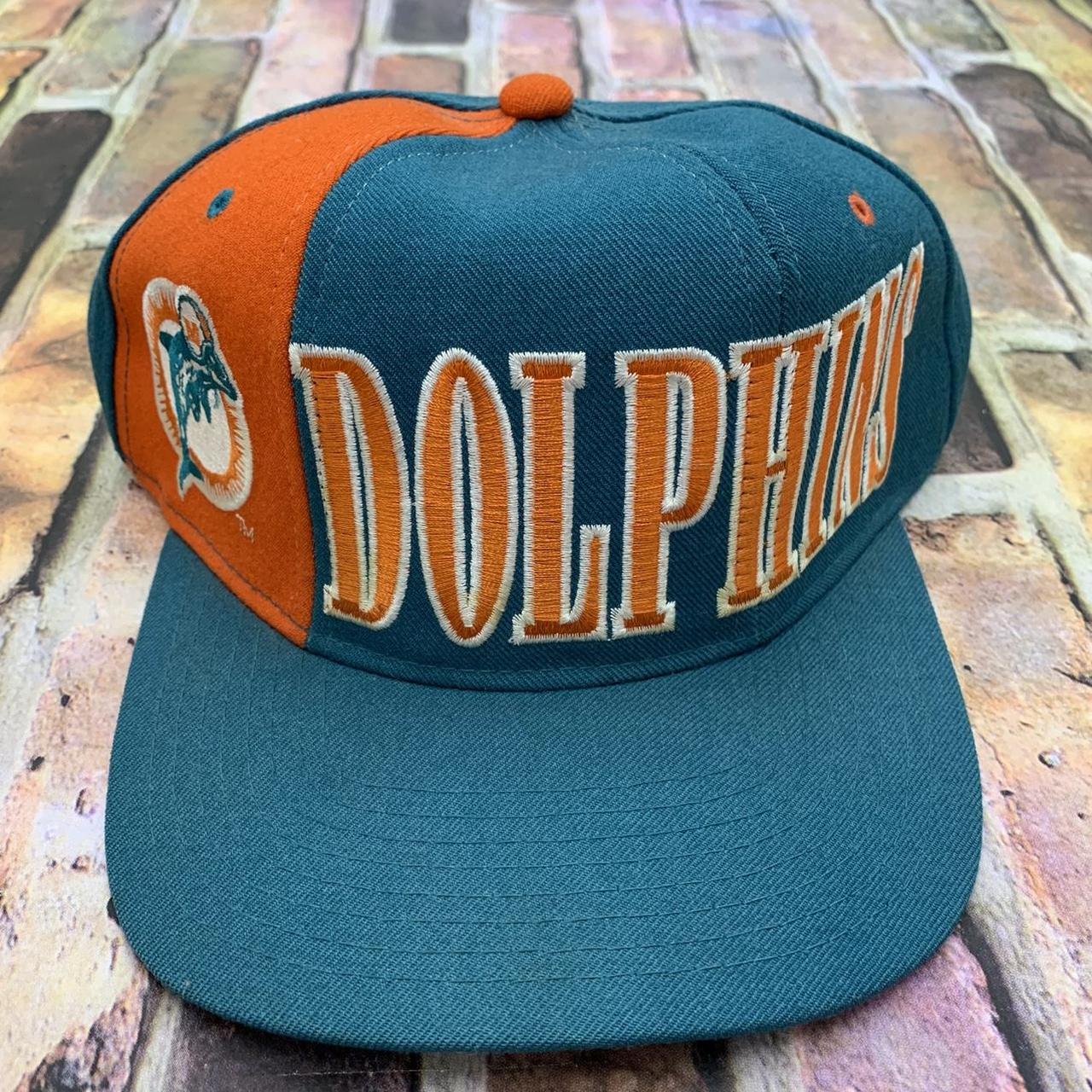 Vintage 90s AJD Miami Dolphins Wool Two Tone Snapback Hat