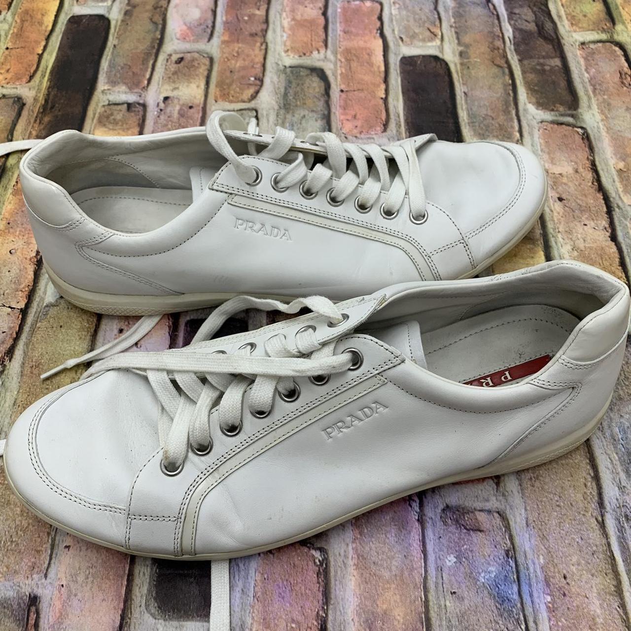 Prada sneakers in white. 4E 2439. Mens US 12. No... - Depop