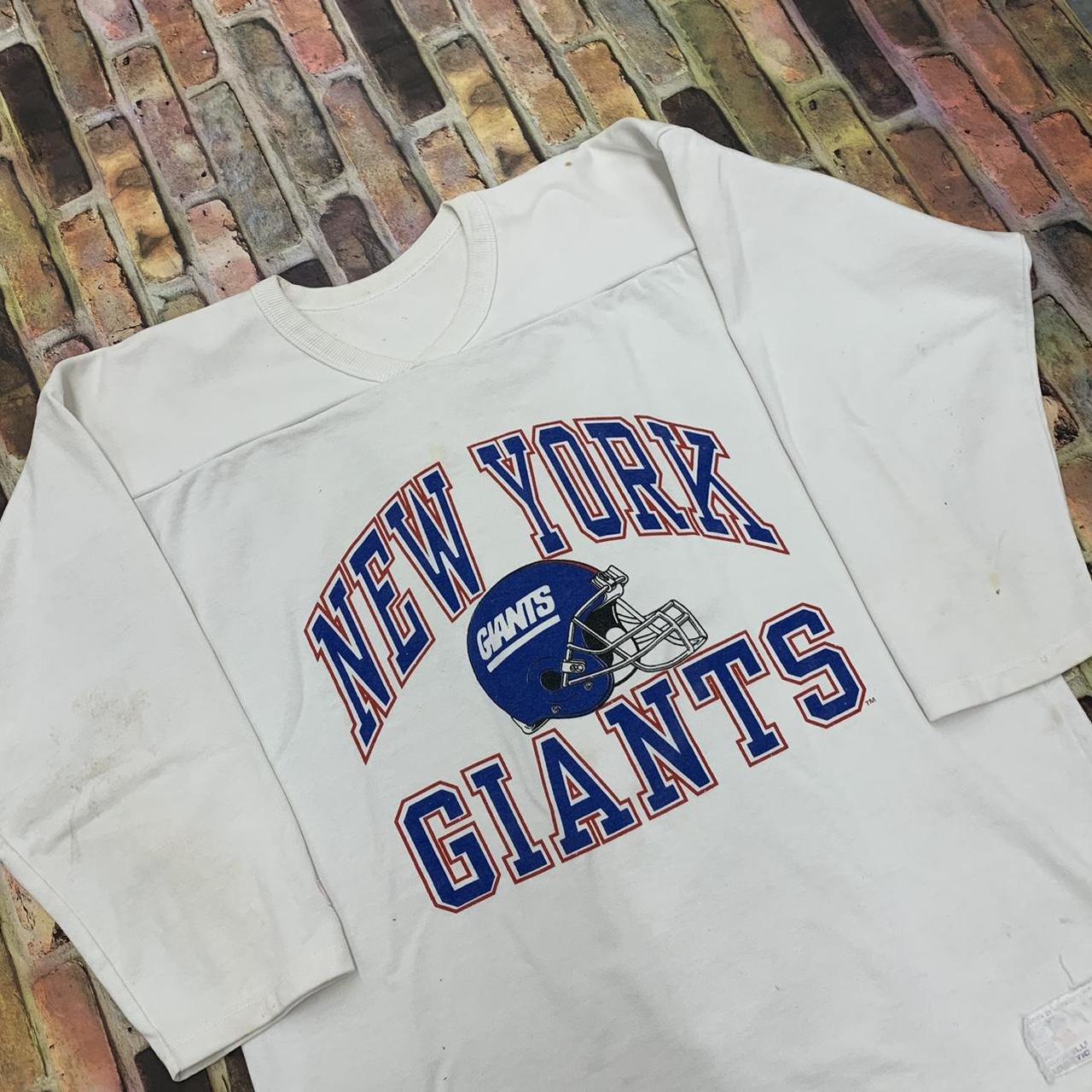 Vintage Russell New York Giants 3/4 sleeve shirt in - Depop