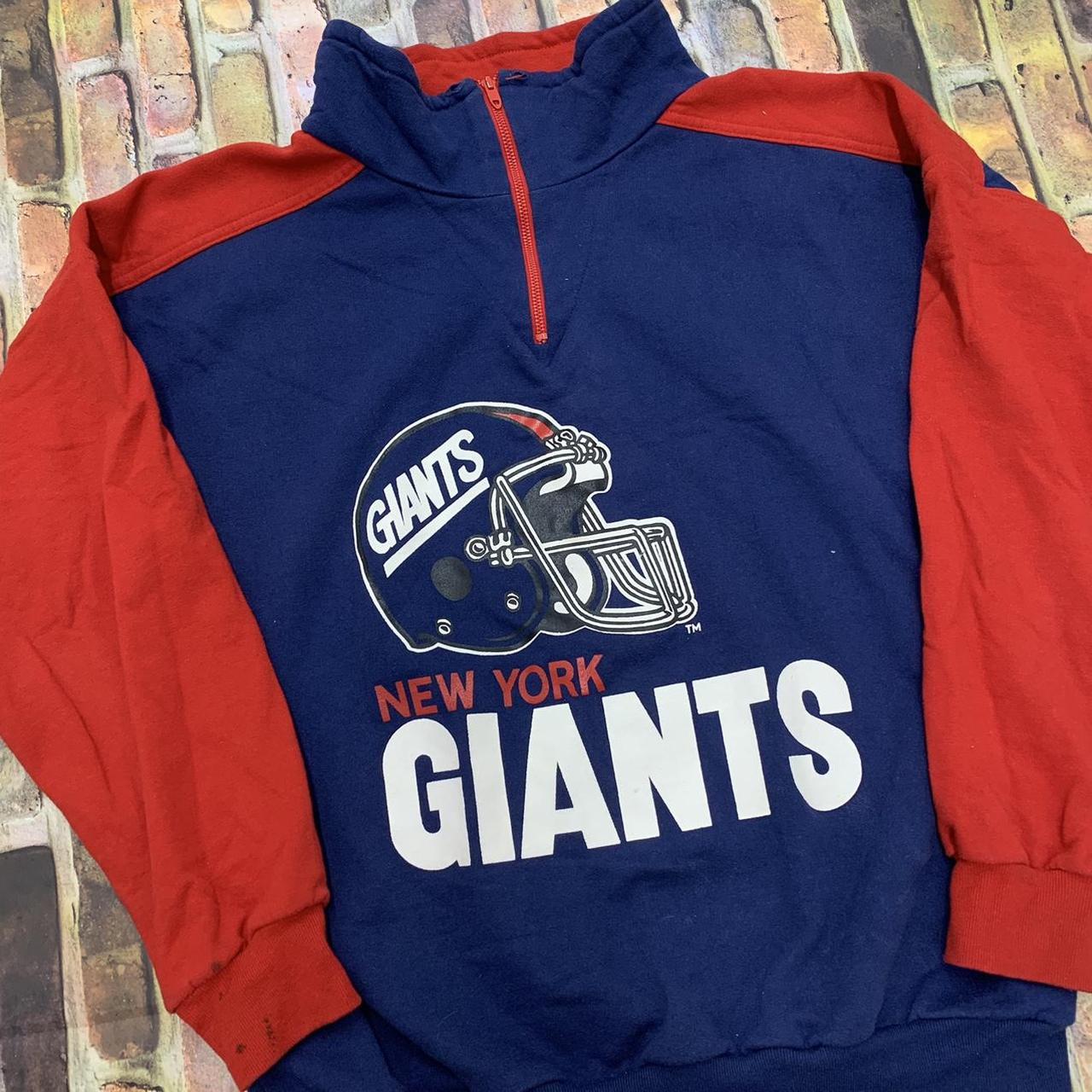 Vintage 80s New York Giants Sweatshirt. Electric - Depop