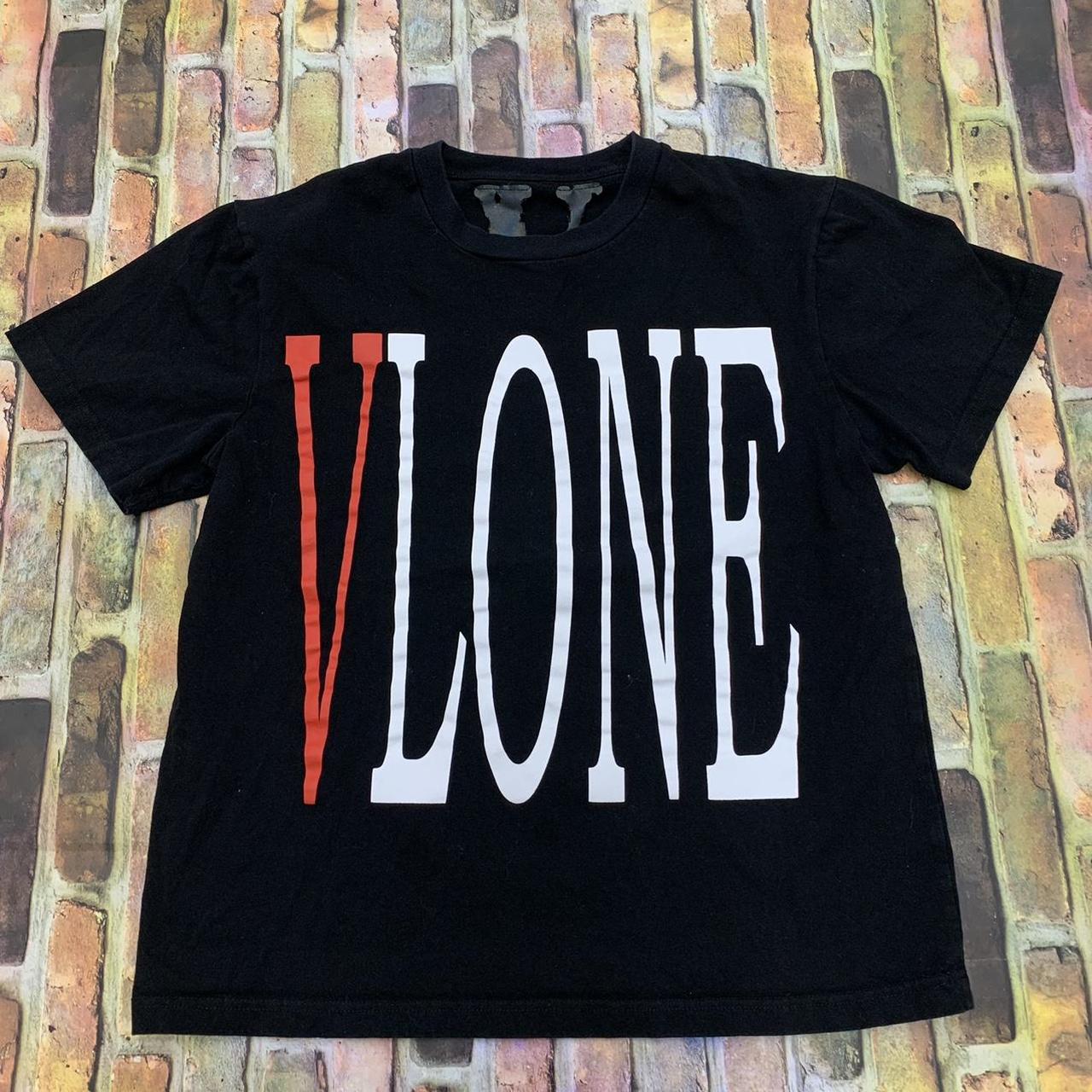 VLONE tee in black. No size fits like a mens M.... - Depop