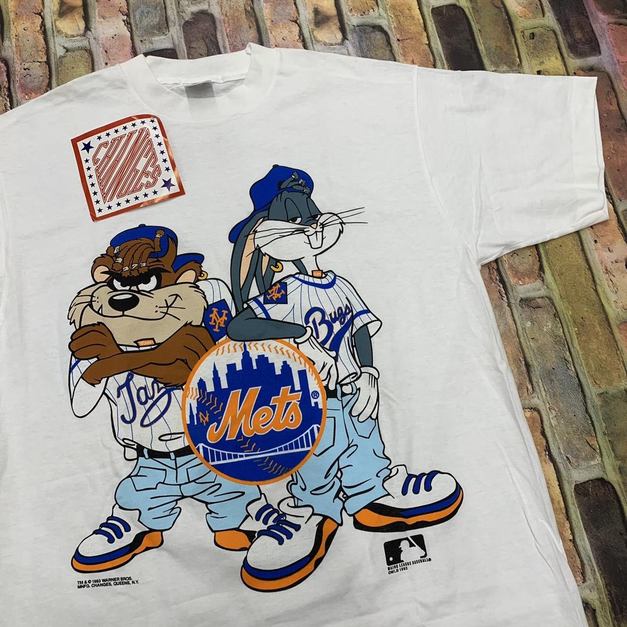 Vintage Looney Tunes New York Mets Tee In White Depop