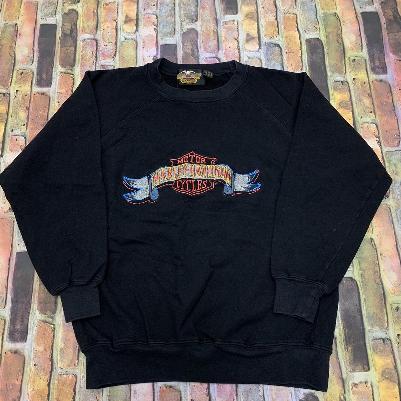 Vintage Harley Davidson sweatshirt in black. Y2K... - Depop