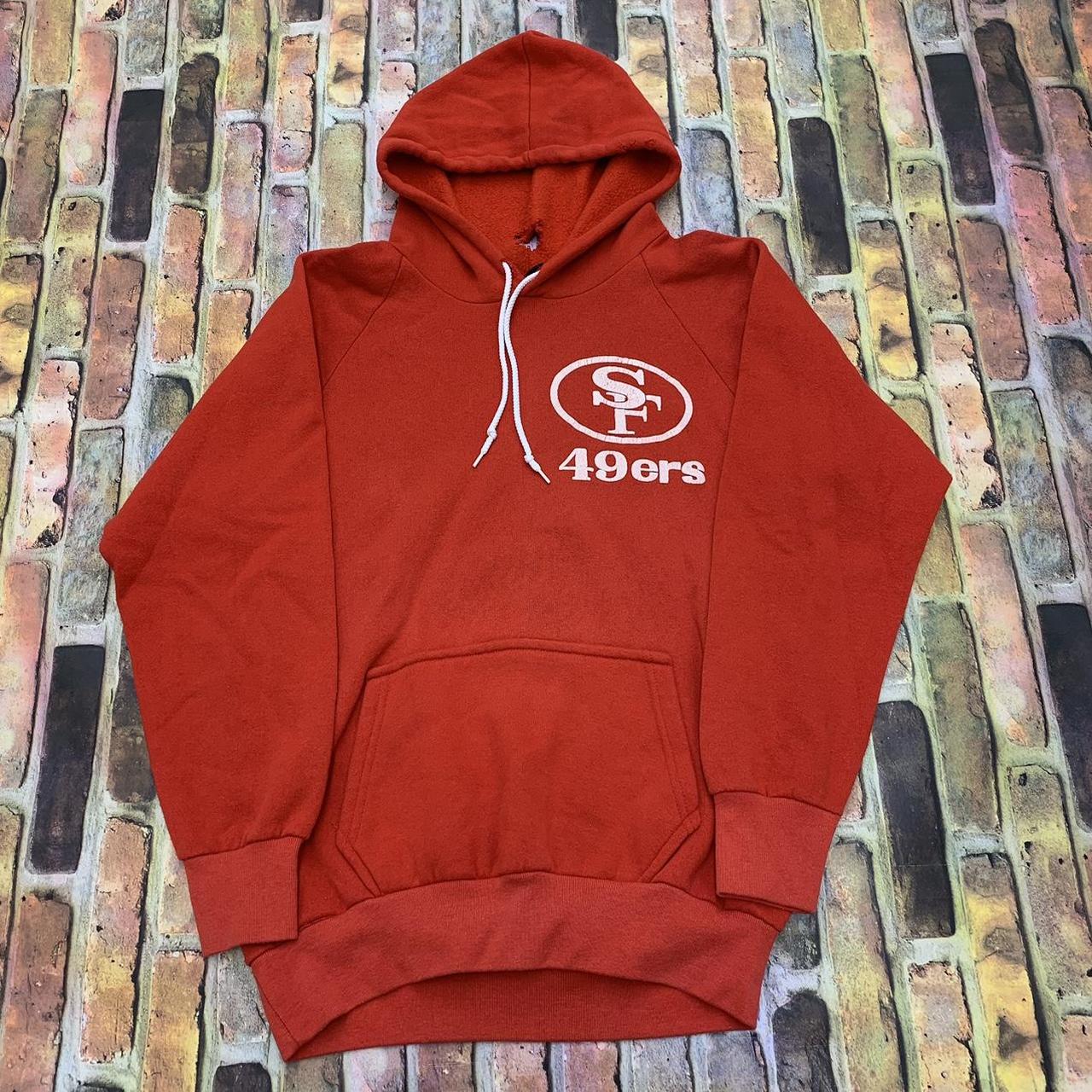 San Francisco 49ERS hoodie. Faded red all over. A - Depop