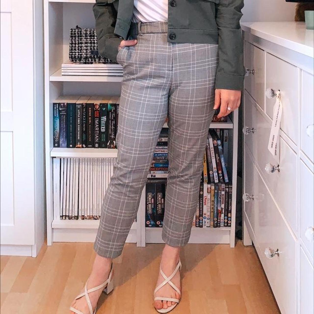 H&M Grey, Black, Yellow & White Fine Checked... Depop