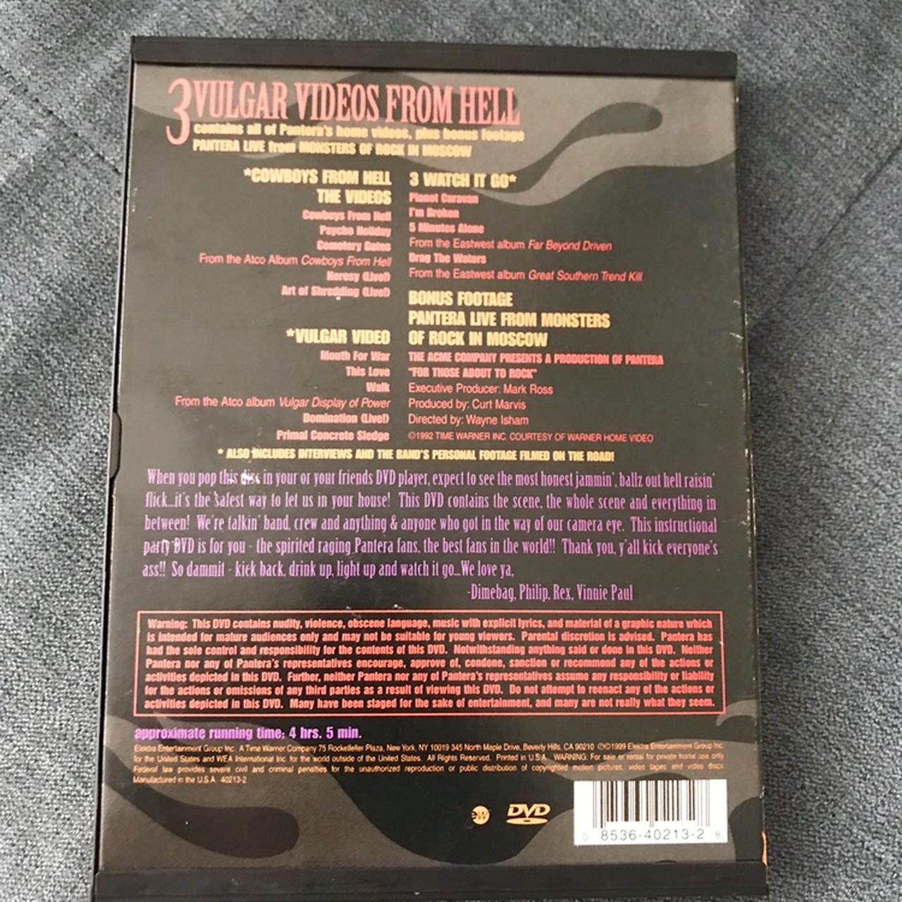 Pantera: 3 Vulgar Videos from Hell DVD Heavy Metal | eBay