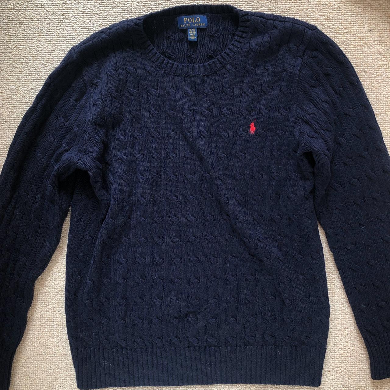 Amazing Ralph Lauren polo jumper Ribbed Navy blue... - Depop