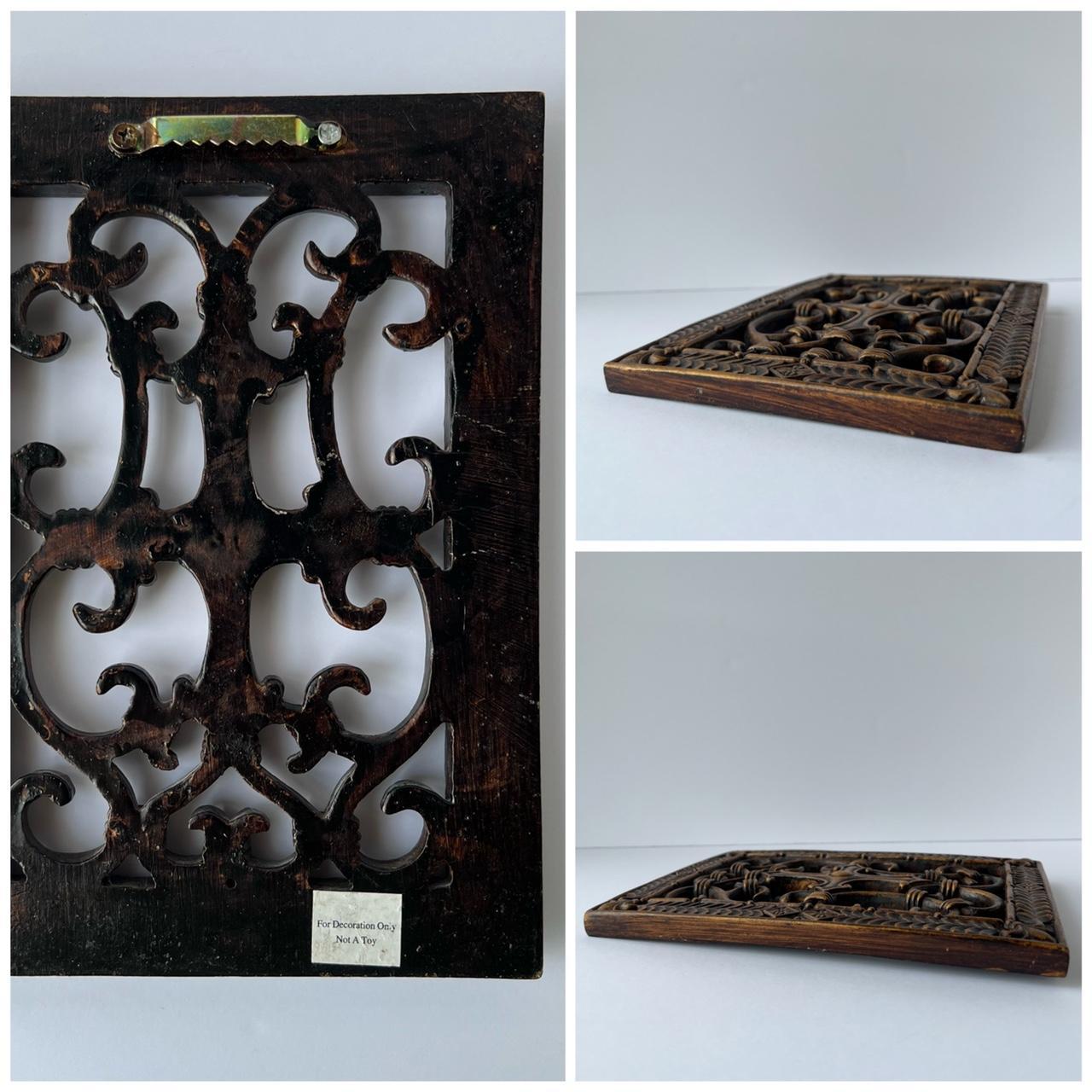 Ornate gold wooden wall hanging decor In good... Depop