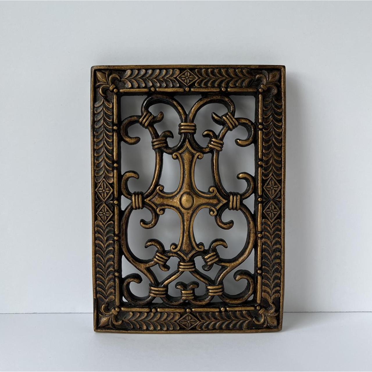 Ornate gold wooden wall hanging decor In good... Depop