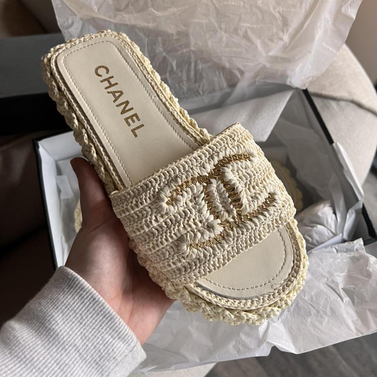 nude chanel slides